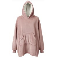SDX01: Kids Double Layer Sherpa Lined Oversized Hoodie- Pink (5-14 Years)